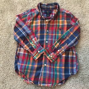 Boys Plaid Ralph Lauren Button Down L/S Shirt